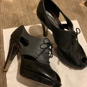 Platform open toe lace up shoes